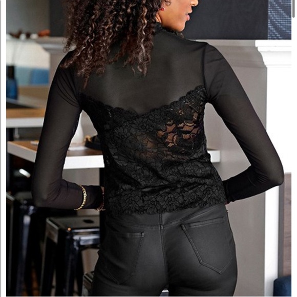 Black Sheer Long Sleeve Top size 8 Brand New - Picture 3 of 7